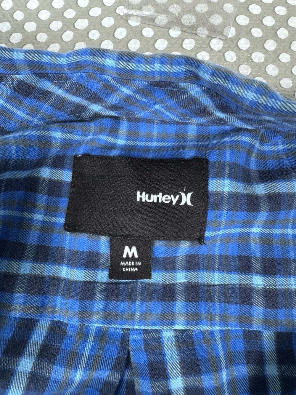Hurley Nike Dri-Fit Blue Plaid Short Sleeve Button Down Shirt